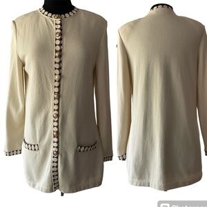 St. John Collection by Marie Gray Knit Cardigan Cream Size 10